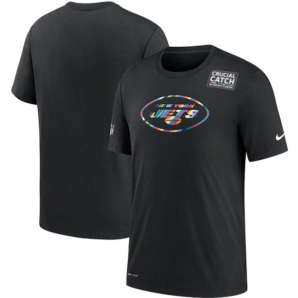 Men's New York Jets 2020 Black Sideline Crucial Catch Performance NFL T-Shirt